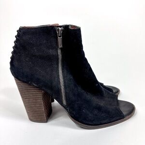 Lucky Brand Peep Toe Leather Booties